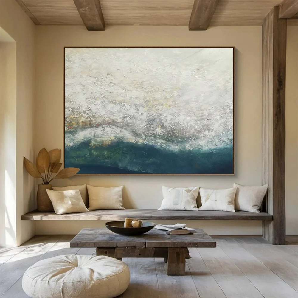 Seaside Original Office Room White Abstract Artwork LJ4WC